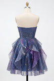 Dusty Blue Sweetheart A-Line Homecoming Dress with Ruffles