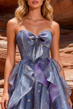 Dusty Blue Sweetheart A-Line Homecoming Dress with Ruffles