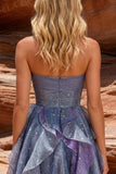 Dusty Blue Sweetheart A-Line Homecoming Dress with Ruffles