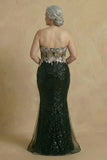 Sparkly Black Mermaid Strapless Corset Plus Size Mother Of The Bride Dress