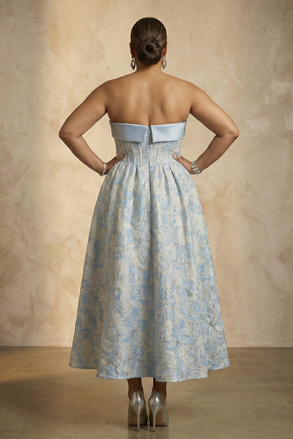 ZAPAKA Women Light Blue Plus Size Mother of the Bride Dress Floral A