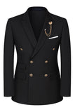 2-piece Black Peaked Lapel Double Breasted Men's Suits