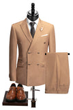 2-piece Black Peaked Lapel Double Breasted Men's Suits