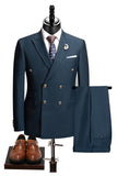 2-piece Black Peaked Lapel Double Breasted Men's Suits