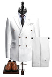2-piece Black Peaked Lapel Double Breasted Men's Suits