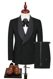 Black 2-piece Shawl Lapel Double-Breasted Men's Suits