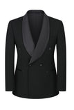 Black 2-piece Shawl Lapel Double-Breasted Men's Suits