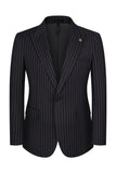 3 Piece Blue One Button Peak Lapel Men's Prom Suits