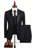 Blue 3 Piece One Button Shawl Lapel Men's Prom Suits