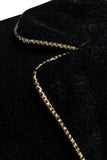Black Velvet Notched Lapel Double-Breasted Men's Suits