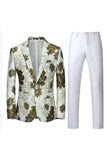 Yellow Floral 2-Piece One Button Notched Lapel Men's Prom Suits