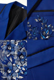 Blue 2 Piece One Button Notch Lapel Men's Prom Suits with Sequins