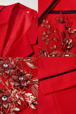 Blue 2 Piece One Button Notch Lapel Men's Prom Suits with Sequins
