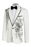 Blue 2 Piece One Button Notch Lapel Men's Prom Suits with Sequins