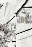 Blue 2 Piece One Button Notch Lapel Men's Prom Suits with Sequins