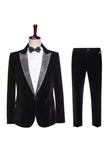 Sparkly Black 2-piece Peaked Lapel Velvet Men's Prom Suits