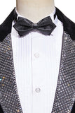 Sparkly Black 2-piece Peaked Lapel Velvet Men's Prom Suits