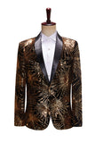 Sparkly Gold One Button Notched Lapel Men's Prom Blazer