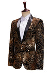 Sparkly Gold One Button Notched Lapel Men's Prom Blazer
