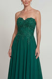 Sweetheart A Line Dark Green Long Mother of the Bride Dress with Appliques