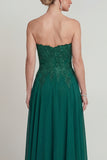 Sweetheart A Line Dark Green Long Mother of the Bride Dress with Appliques
