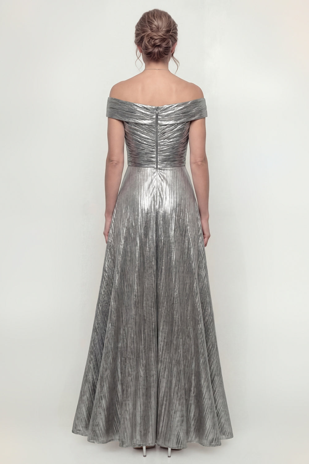 metallic wedding guest dress Plus Size Pleated Evening Maxi Gold / 14 Designed to make a lasting impression NATHGAM Wedding Guest Dress for