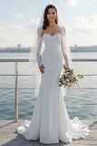 Ivory Off the Shoulder Mermaid Sweep Train Wedding Dress with Lace