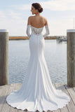 Ivory Sweetheart Mermaid Sweep Train Wedding Dress with Lace
