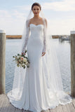 Ivory Sweetheart Mermaid Sweep Train Wedding Dress with Lace