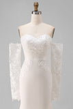 Ivory Sweetheart Mermaid Sweep Train Wedding Dress with Lace
