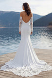 Ivory Sweetheart Mermaid Sweep Train Wedding Dress with Sleeves