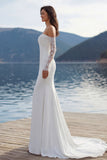Ivory Sweetheart Mermaid Sweep Train Wedding Dress with Sleeves