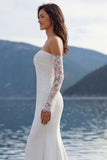 Ivory Sweetheart Mermaid Sweep Train Wedding Dress with Sleeves