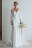 Ivory Spaghetti Straps Mermaid Sweep Train Wedding Dress with Lace