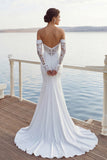 Ivory Mermaid Sweetheart Chiffon Ruched Long Wedding Dress