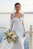 Ivory Mermaid Sweetheart Chiffon Ruched Long Wedding Dress