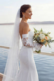 Ivory Mermaid Sweetheart Chiffon Ruched Long Wedding Dress