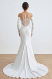 Ivory Sweetheart Mermaid Ruched Long Wedding Dress with Appliques