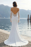 Ivory Chiffon Mermaid Lace Appliqued Sweetheart Long Wedding Dress