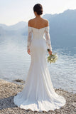 Ivory Mermaid Lace Sweetheart Chiffon Long Wedding Dress