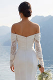 Ivory Mermaid Lace Sweetheart Chiffon Long Wedding Dress