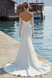 Ivory Mermaid Sweetheart Long Lace Wedding Dress with Appliques
