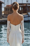 Ivory Mermaid Sweetheart Long Lace Wedding Dress with Appliques