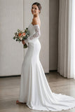 Ivory Mermaid Sweetheart Appliqued Long Lace Wedding Dress