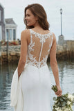 Ivory Mermaid Appliqued Satin Wedding Dress with Court Train