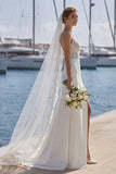 Ivory Spaghetti Straps Mermaid Lace Sweep train Wedding Dress