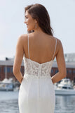 Mermaid Ivory Lace Sweep Train Wedding Dress with Slit