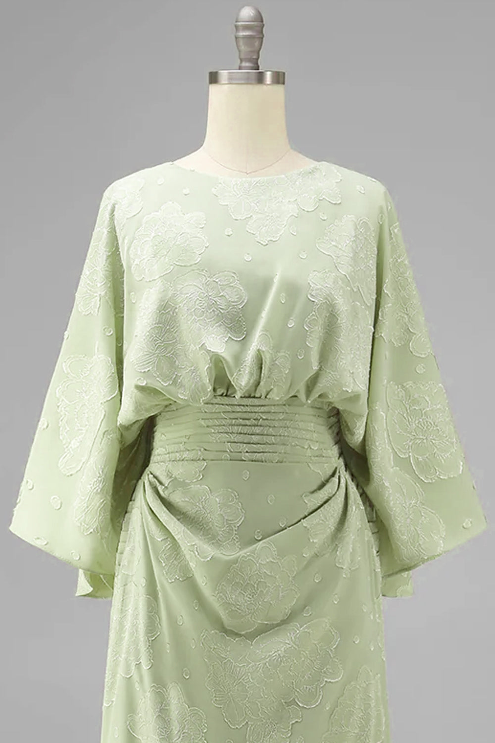 sage green fit and flare dress Flare Sleeves Sage Green Bridesmaid Dress with Buttons Dressesforparty