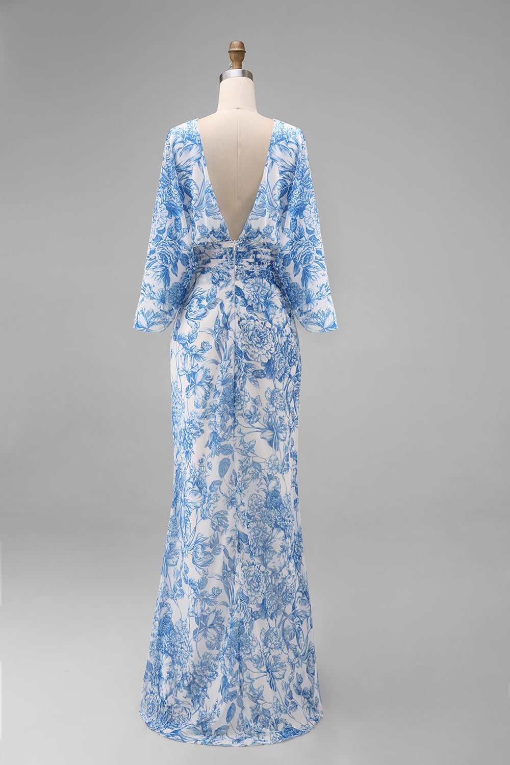 blue floral mother of the bride dress Zapaka Women Blue Floral Mother of the Bride Dress with Flared Sleeves Sheath Wedding Guest Dress, Blue / US20W