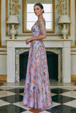 Green Flower A Line Embroidered 3/4 Sleeves Long Mother of the Bride Dress